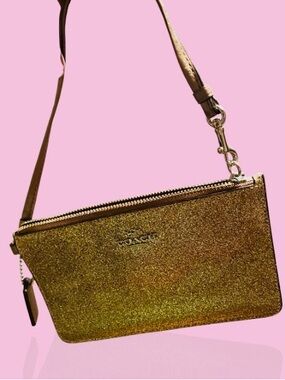 Coach Gold Glitter Wristlet Clutch